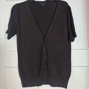 Banana Republic Brown Short-Sleeve V-Neck Cardigan